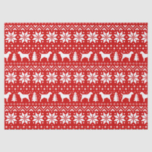 Border Terrier Silhouettes Christmas Pattern Red Tissue Paper