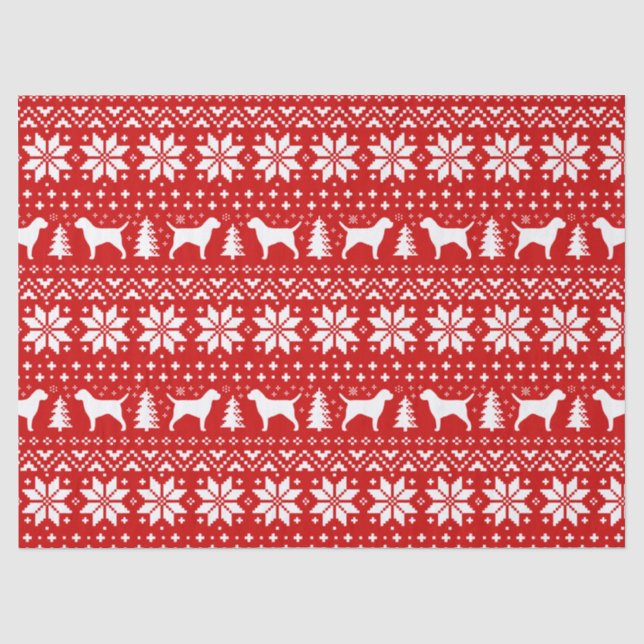 Border Terrier Silhouettes Christmas Pattern Red Tissue Paper (Front)