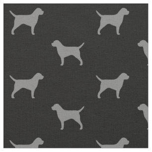Border Terrier Silhouettes Grey and Black Fabric