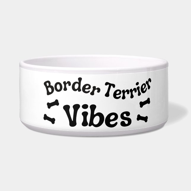 Border Terrier Vibes Ceramic Dog Bowl (Left)