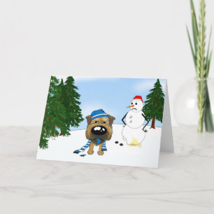 Border Terrier Winter Scene Holiday Card