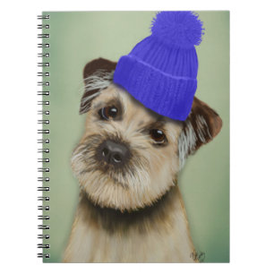 Border Terrier with Blue Bobble Hat Spiral Notebook