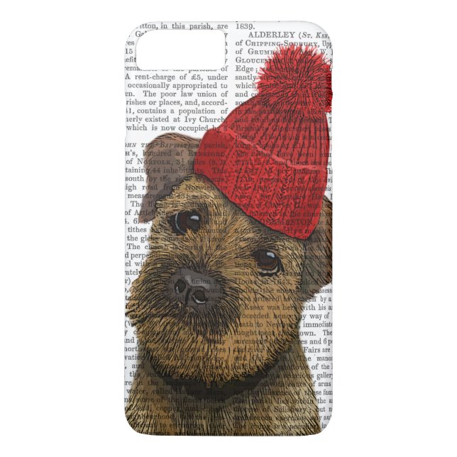Border Terrier with Red Bobble Hat 3 Case-Mate iPhone Case (Back)