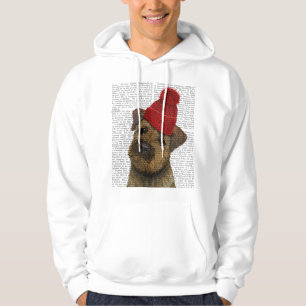 Border Terrier with Red Bobble Hat 3 Hoodie