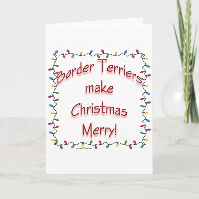 Border Terriers Make Christmas Merry Holiday Card (Front)