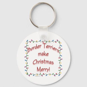 Border Terriers Make Christmas Merry Keychain