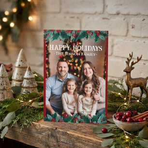 Border Wreath Photo Christmas Card