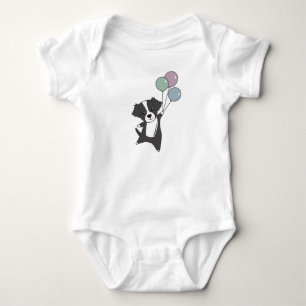 Bordercollie Dog Flies With Balloons Sweet Animals Baby Bodysuit
