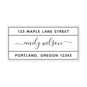 Bordered Calligraphy Script Name Return Address Self-inking Stamp