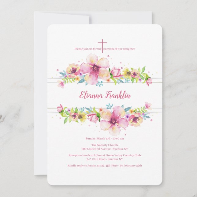 Bordered Floral Religious Invitation (Front)