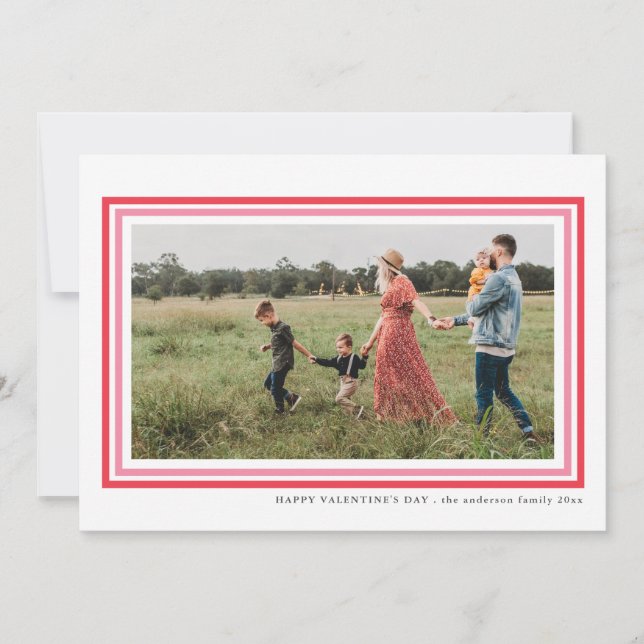 Bordered Love White Valentine's day Photo Holiday (Front)