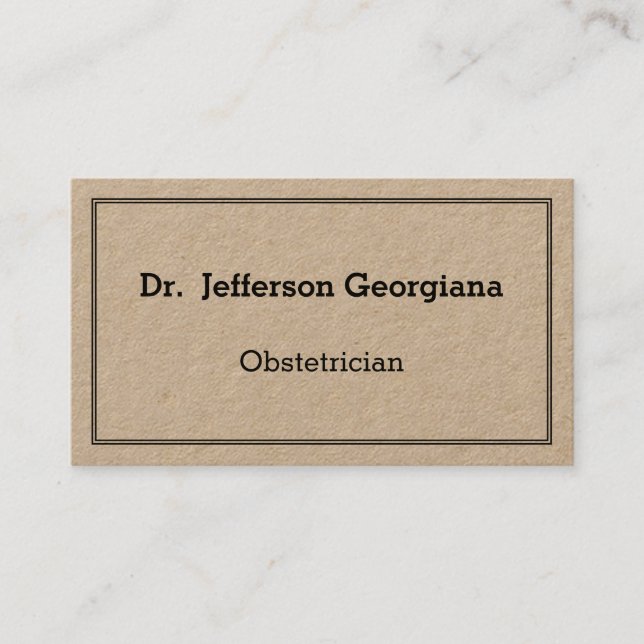Bordered, Simple Obstetrician Business Card (Front)