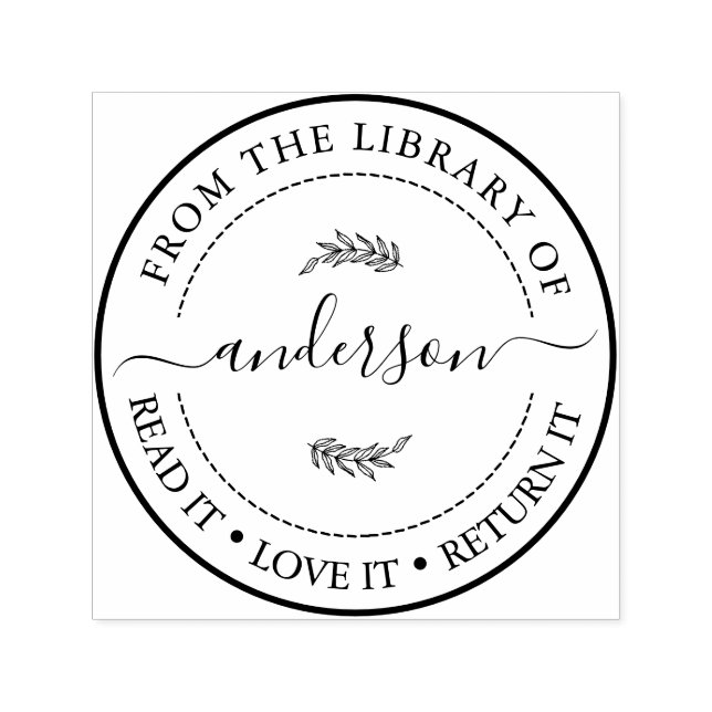 Bordered This Book Belongs To Trendy Script Name  Self-inking Stamp (Design)