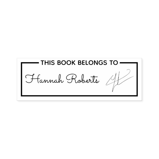 Bordered This Book Belongs To Trendy Script Name Self-inking Stamp (Design)