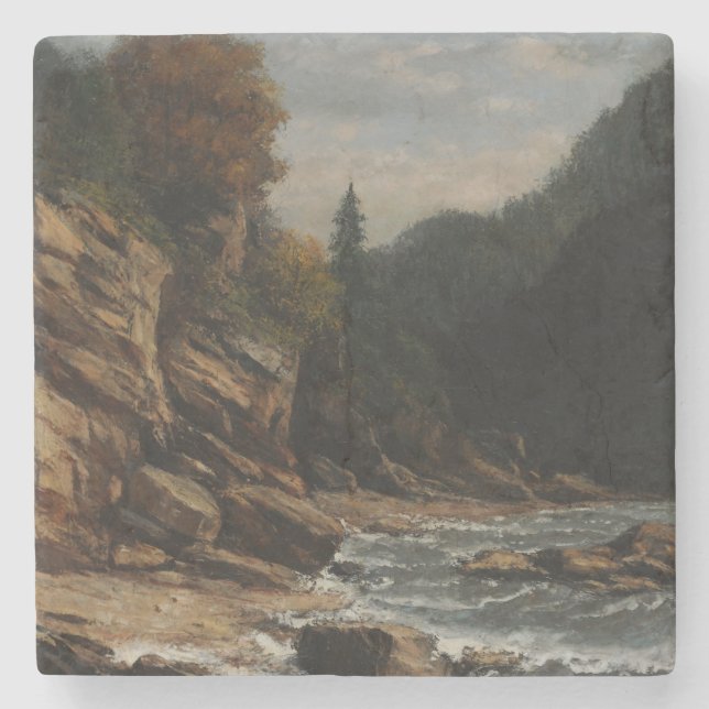 Bords du lac Léman – Gustave Courbet Stone Coaster (Front)