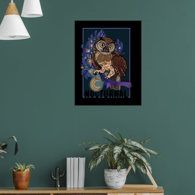 Boreal Night Tree Owl Noctural  Poster (Living Room 1)