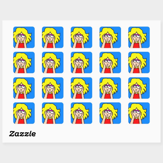Bored Blonde  Square Sticker (Sheet)