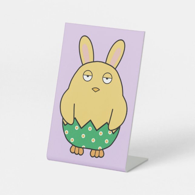 Bored Bunny Chick 02 Pedestal Sign (Front)
