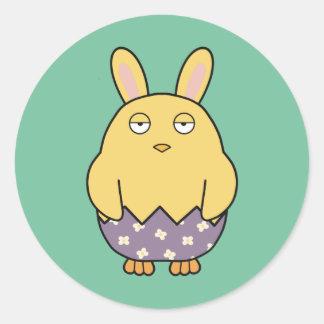 Bored Bunny Chick 03 Classic Round Sticker