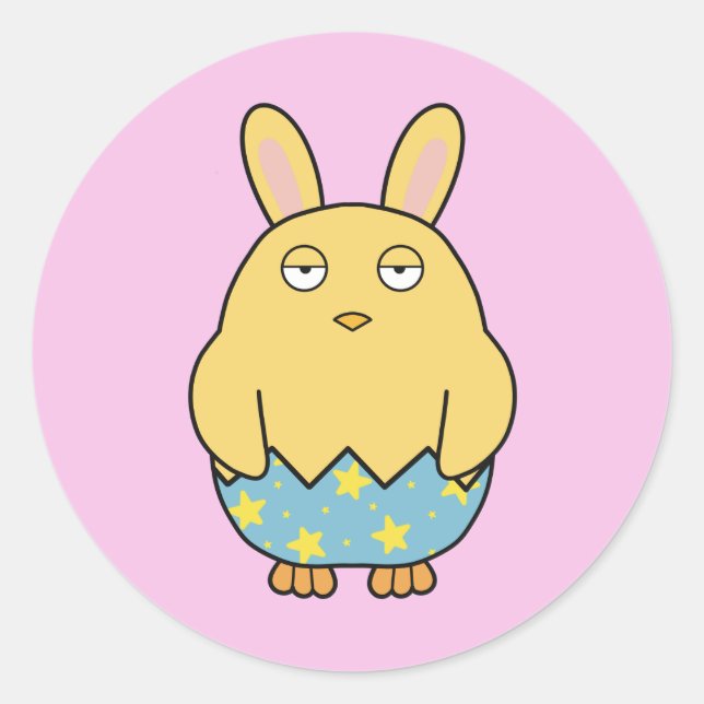 Bored Bunny Chick 04 Classic Round Sticker (Front)