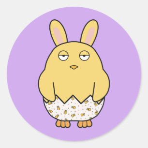 Bored Bunny Chick  Classic Round Sticker