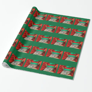 Bored Cat in Elf Hat Wrapping Paper