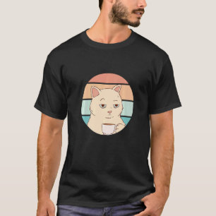 Bored Cat with Coffee Retro Sunshine Graphic T-Shirt