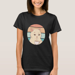 Bored Cat with Coffee Retro Sunshine   Graphic T-Shirt