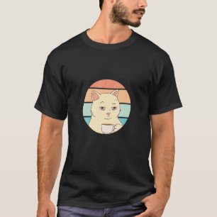 Bored Cat With Coffee Retro Sunshine Graphic T-Shirt