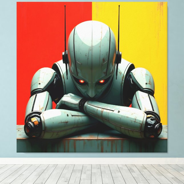 Bored Robot Canvas Print (Insitu(Wood Floor))