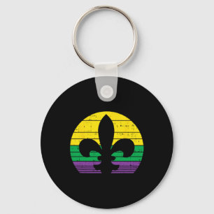 Boredkoalas Retro Jester Hat Silhouette Mardi Gras Key Ring