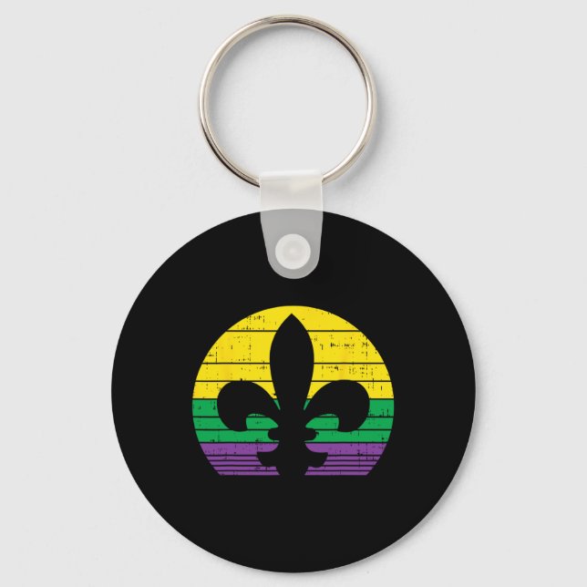 Boredkoalas Retro Jester Hat Silhouette Mardi Gras Key Ring (Front)