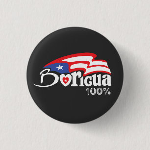 Boricua 100%  Puerto Rico Button