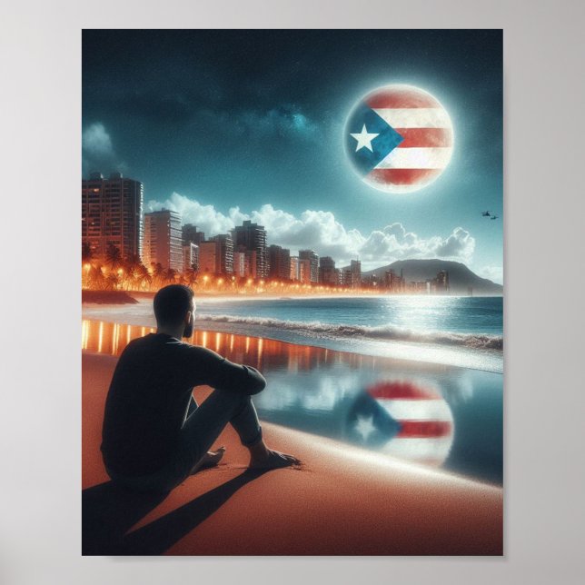 Boricua Aunque Sea en la Luna Poster (Front)
