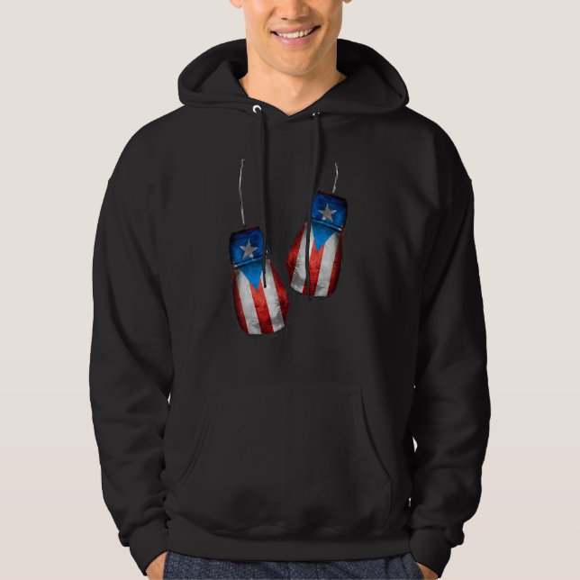Boricua Boxers Boxing Fans  Gloves Puerto Rico Fla Hoodie (Front)