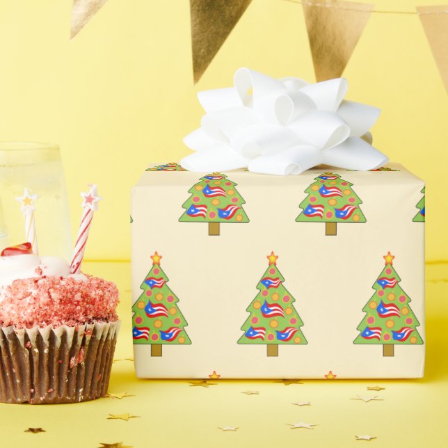 Boricua Christmas Tree Flag wrapping paper (Birthday Party)