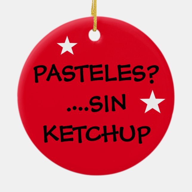 Boricua pasteles PuertoRico flag Christmas Ceramic Tree Decoration (Back)