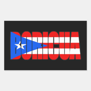 Boricua Puerto Rican Flag Typography Rectangular Sticker