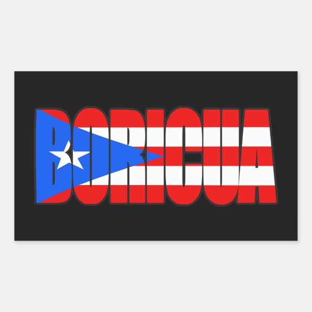Boricua Puerto Rican Flag Typography Rectangular Sticker (Front)