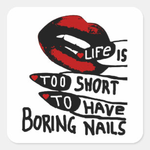 Boring Nails Square Sticker