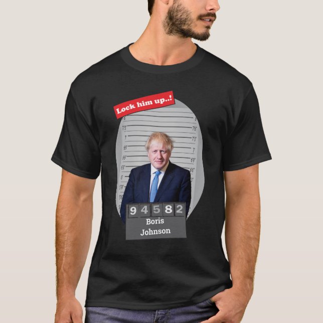 Boris Johnson 🤣 Funny Mugshot Novelty T-Shirt  (Front)