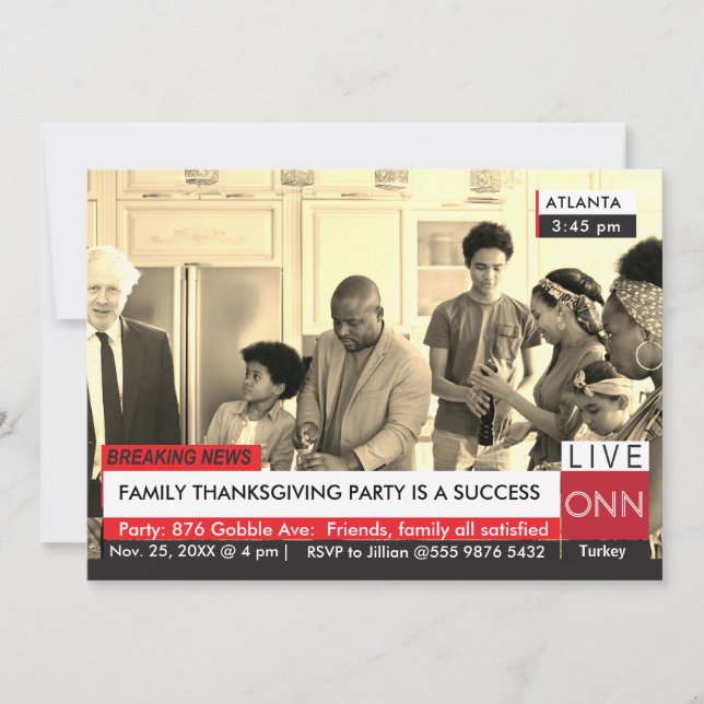 Boris Johnson Thanksgiving Breaking TV News Value Invitation (Front)