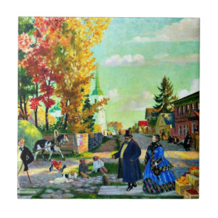 Boris Kustodiev: Autumn Festivities painting Tile