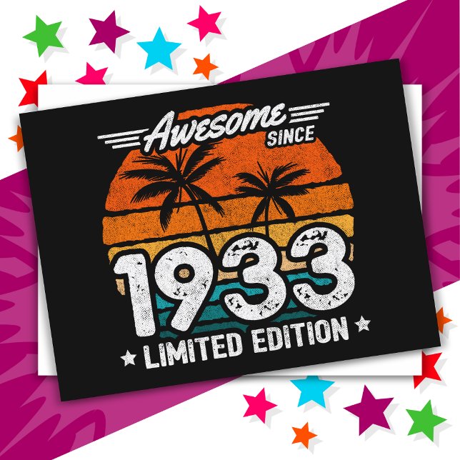 Born 1933 Limited Edition Retro Awesome Since 1933 Postcard (Creator Uploaded)