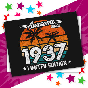 Born 1937 Limited Edition Retro Awesome Since 1937 Postcard