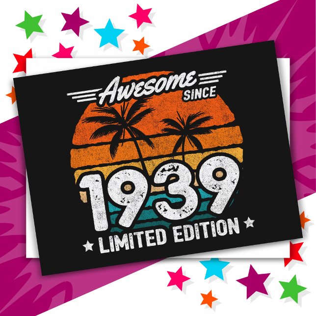 Born 1939 Limited Edition Retro Awesome Since 1939 Postcard (Creator Uploaded)