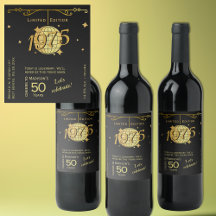 Born 1975 50th birthday party elegant wine Label