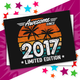 Born 2017 Limited Edition Retro Awesome Since 2017 Postcard