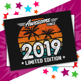 Born 2019 Limited Edition Retro Awesome Since 2019 Postcard