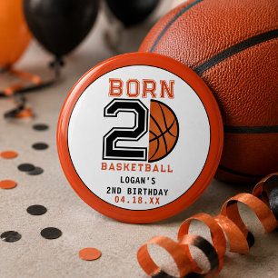  Born 2 Ball Basketball 2nd Birthday Party 7.5 Cm Round Badge
